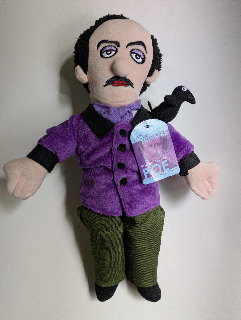 Little Thinkers Edgar Allan Poe Plush Doll Purple Jacket Raven 12" Collectible